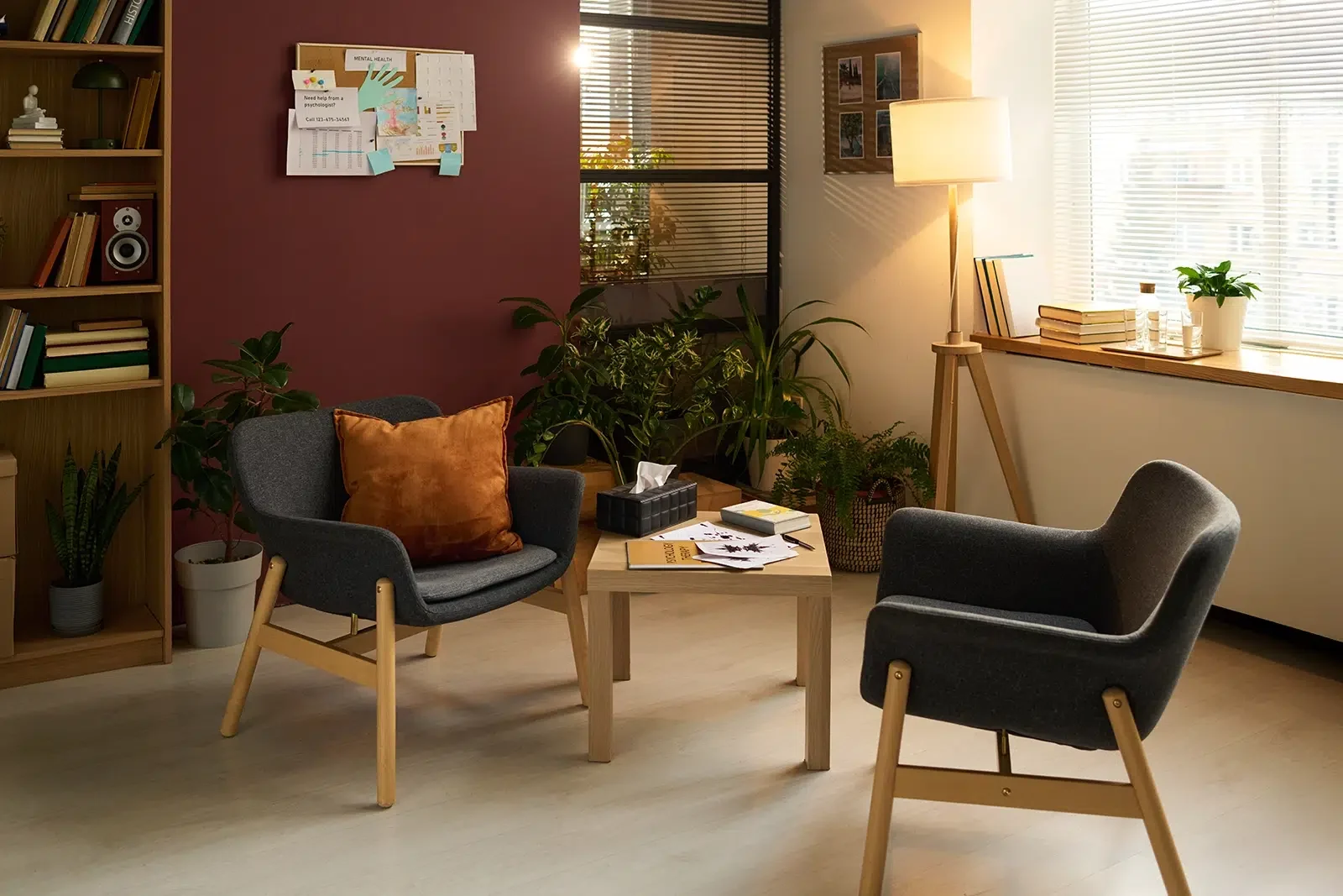 Office-Painting-Central-Coast-NSW-LS-1.webp A calm, warm and well-designed therapists office on the Central Coast, NSW planned and painted by Coast of Paint